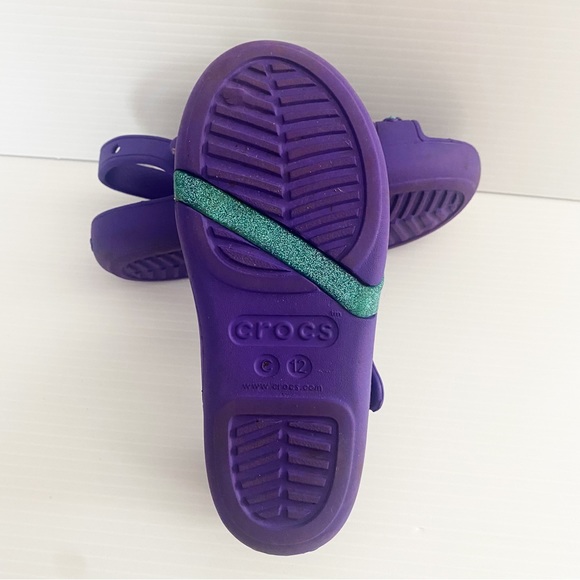 Crocs Girls Disney Frozen Sandals Shoes Purple Childrens Size 12 Elsa Anna Kids - Picture 14 of 16